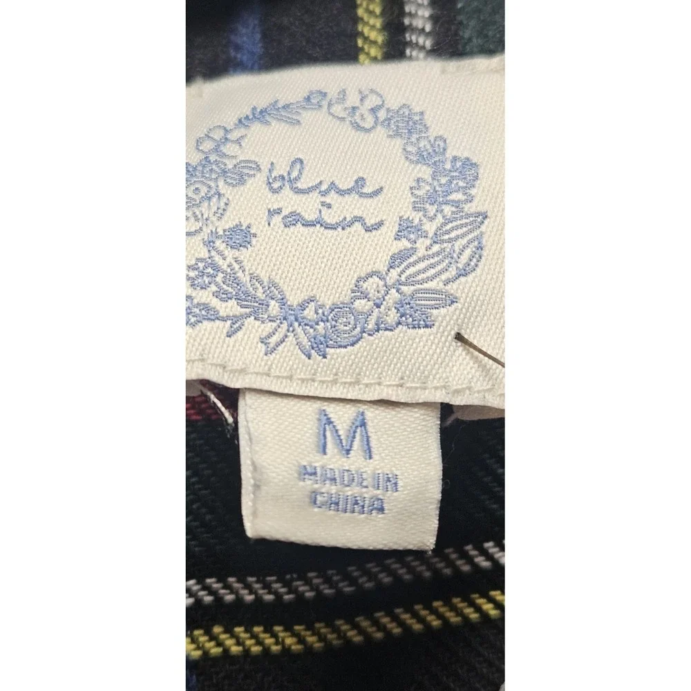 NWT FRANCESCA'S blue rain woman's‎ M shirt dress plaid Christmas ruffles - Picture 7 of 8